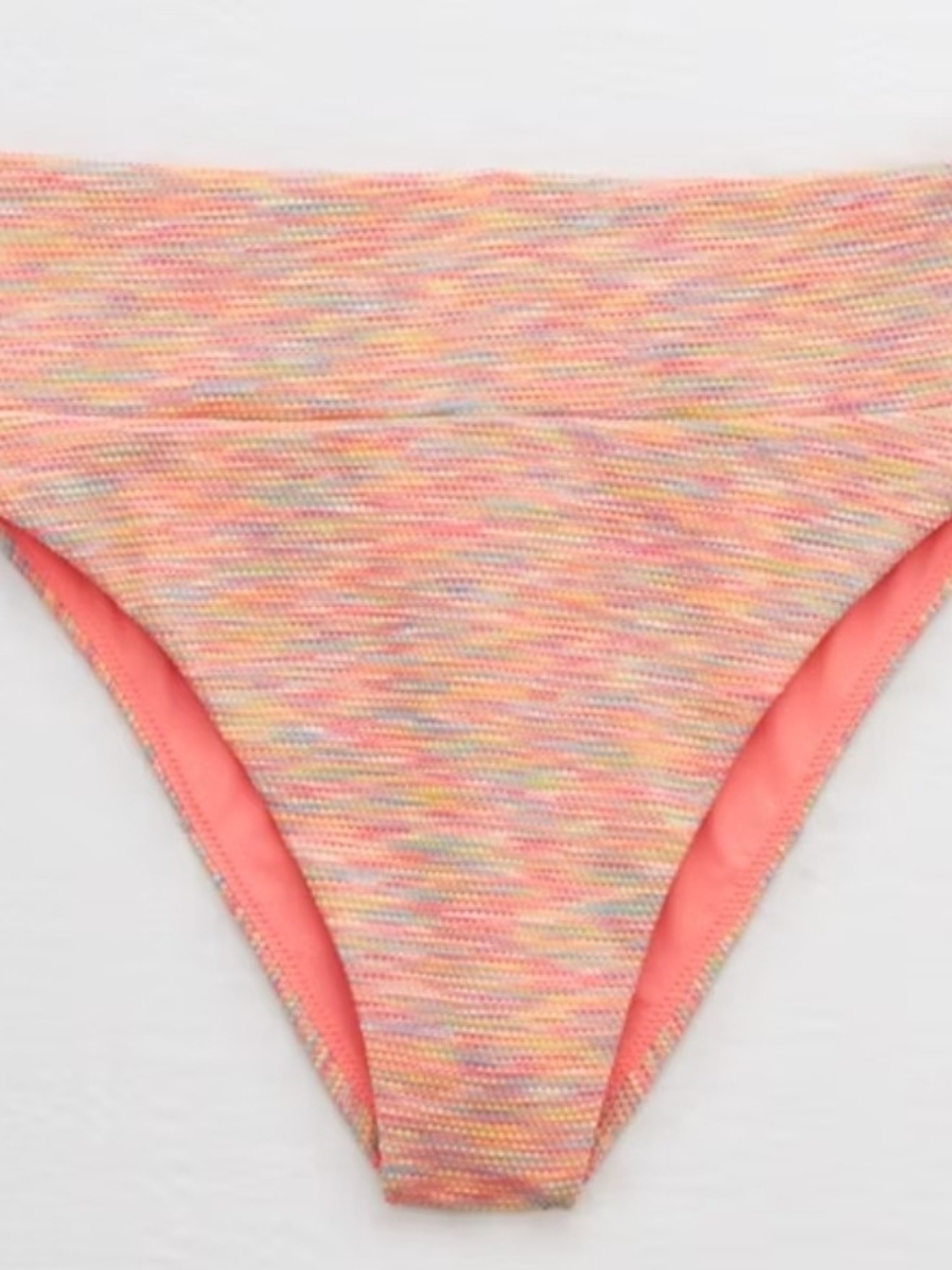 Aerie Womens Multicolor/Pink Textured High Waisted Bikini Bottom Size S Regular